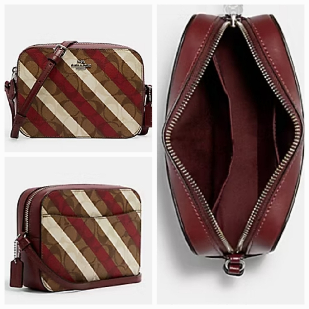 Coach Signature Candy Cane Stripe Camera Bag In Like New Condition
